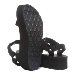 Sort Flatform Sandal med Rem