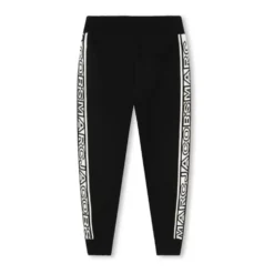 Sort Jacquard Logo Elastiske Bukser