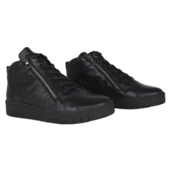 Sort Lace-Zip Støvle - Let Læder