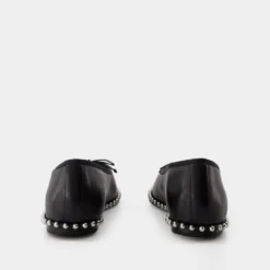 Sort læder ballerina med ballchain detalje