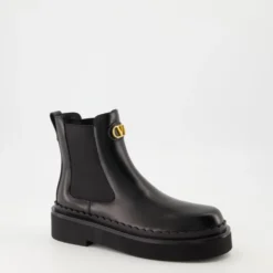 Sort læder Beatle ankelstøvler