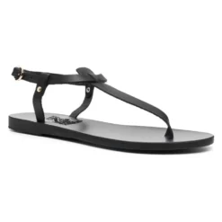 Sort Læder Flade Sandaler