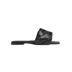 Sort lædersandal med tubulær design