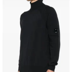 Sort Merinould Sweater med Ærmelomme