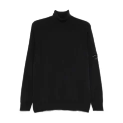 Sort Merinould Sweater med Ærmelomme