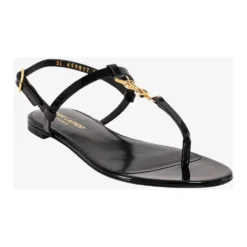 Sort Monogram Læder Sandaler
