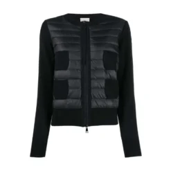 Sort Polstret Cardigan med Logo Patch