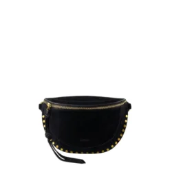 Sort Ruskind Crossbody Taske Flap Lukning