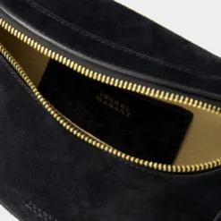 Sort Ruskind Crossbody Taske Flap Lukning