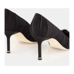 Sort Satin Krystal Spænde Pumps