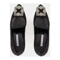 Sort Satin Krystal Spænde Pumps