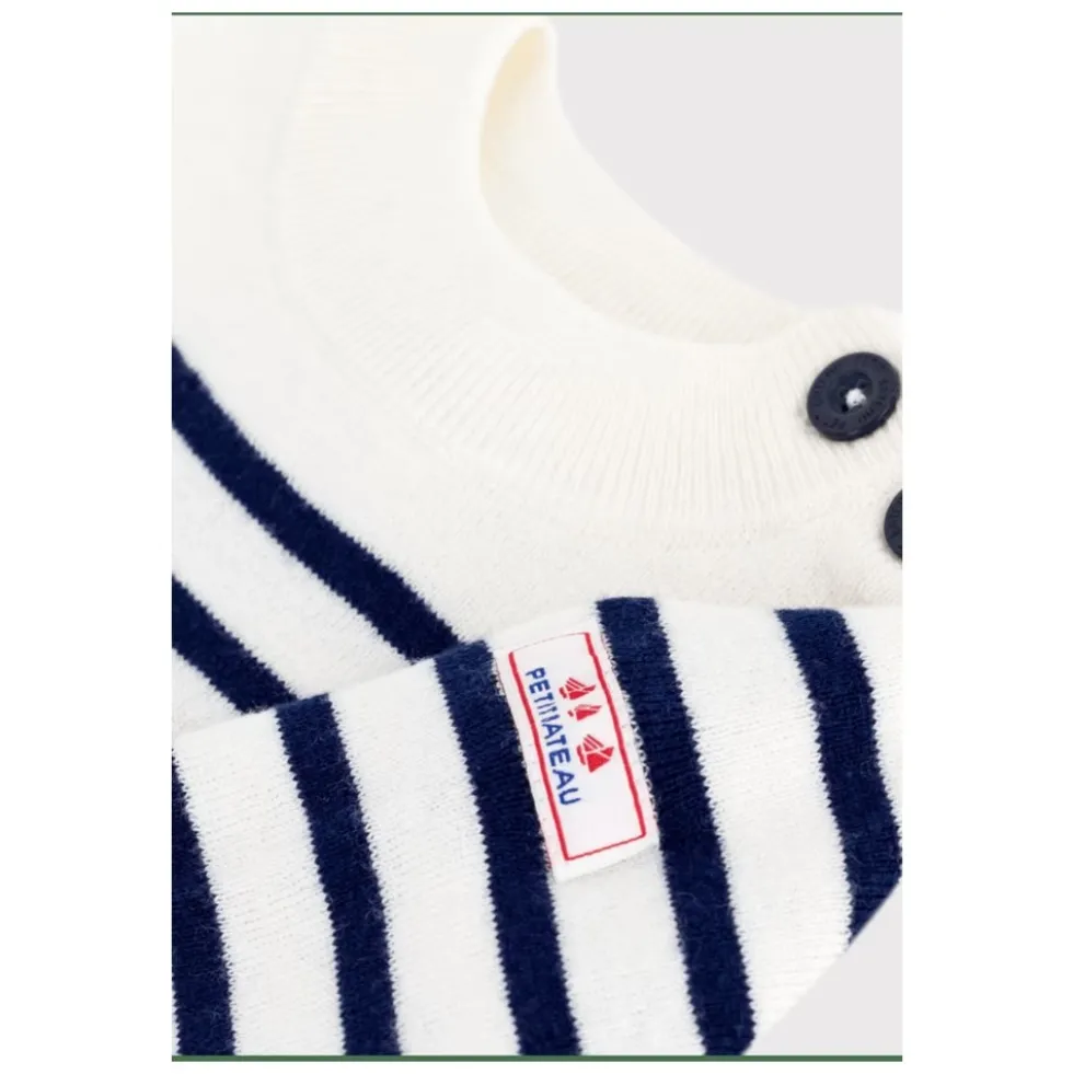 Stribet Pullover i Uld og Bomuld