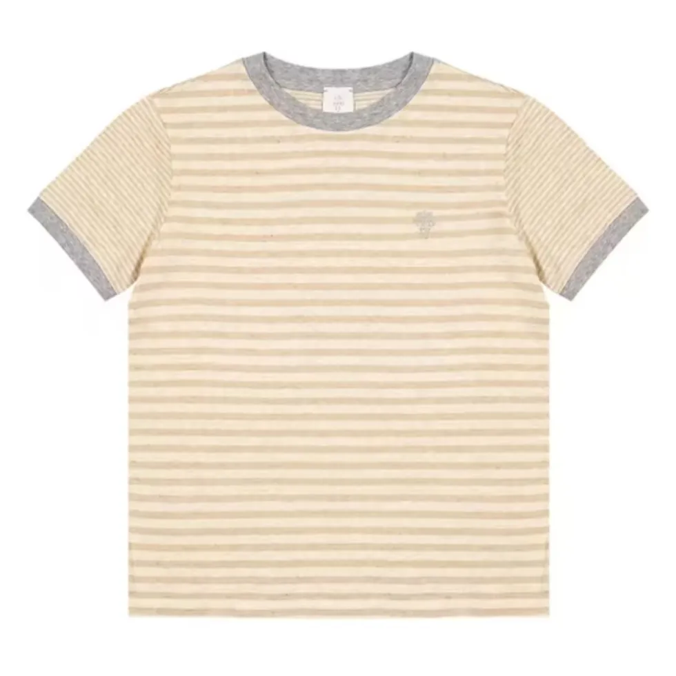 Stribet T-shirt med Rund Hals