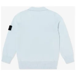 Strikket langærmet poloshirt