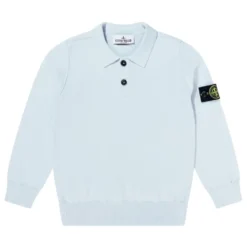 Strikket langærmet poloshirt