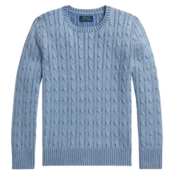 Strikket sweater i bomuld med fletmønster