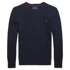 Strikket sweater i bomuld med kabelstrik