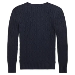 Strikket sweater i bomuld med kabelstrik