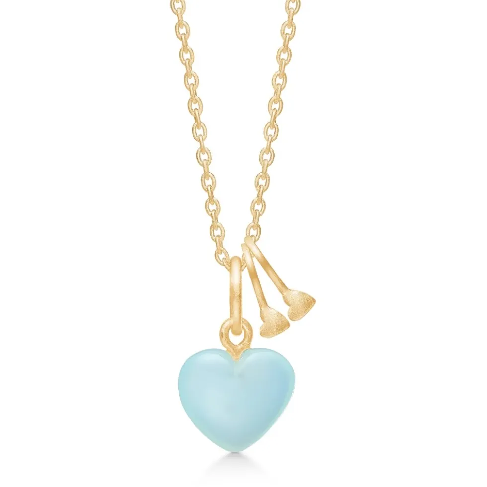 Symbolisk Aqua Chalcedony Hjerte Halskæde