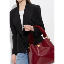 Taske Skulderrem i Shearling og Palmellato Kalveskind
