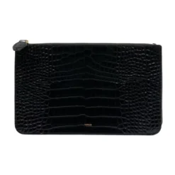 Threefold Croco-Embossed Clutch