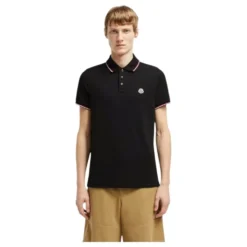 Tricolor-Trimmet Polo Shirt i Sort