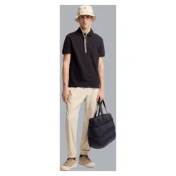 Trikolore-kantet bomuldspiqué poloshirt