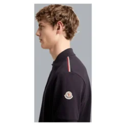 Trikolore-kantet bomuldspiqué poloshirt