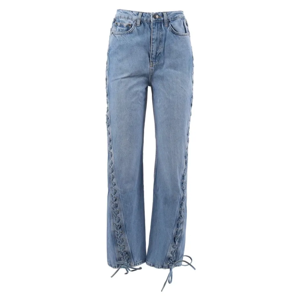 Twisted Lacing Jeans Hydrangea