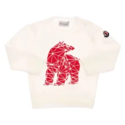 Uld Sweater med Præget Bjørneprint