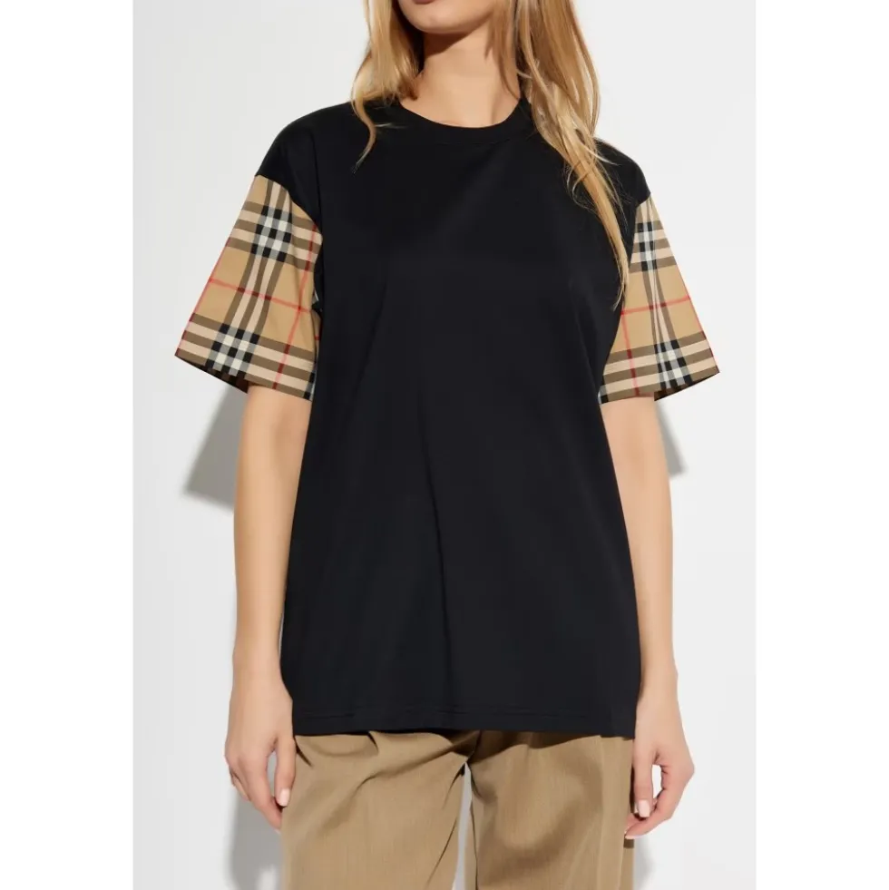 Vintage Check-sleeve T-shirt