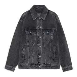 Vintage-inspireret grå denimjakke