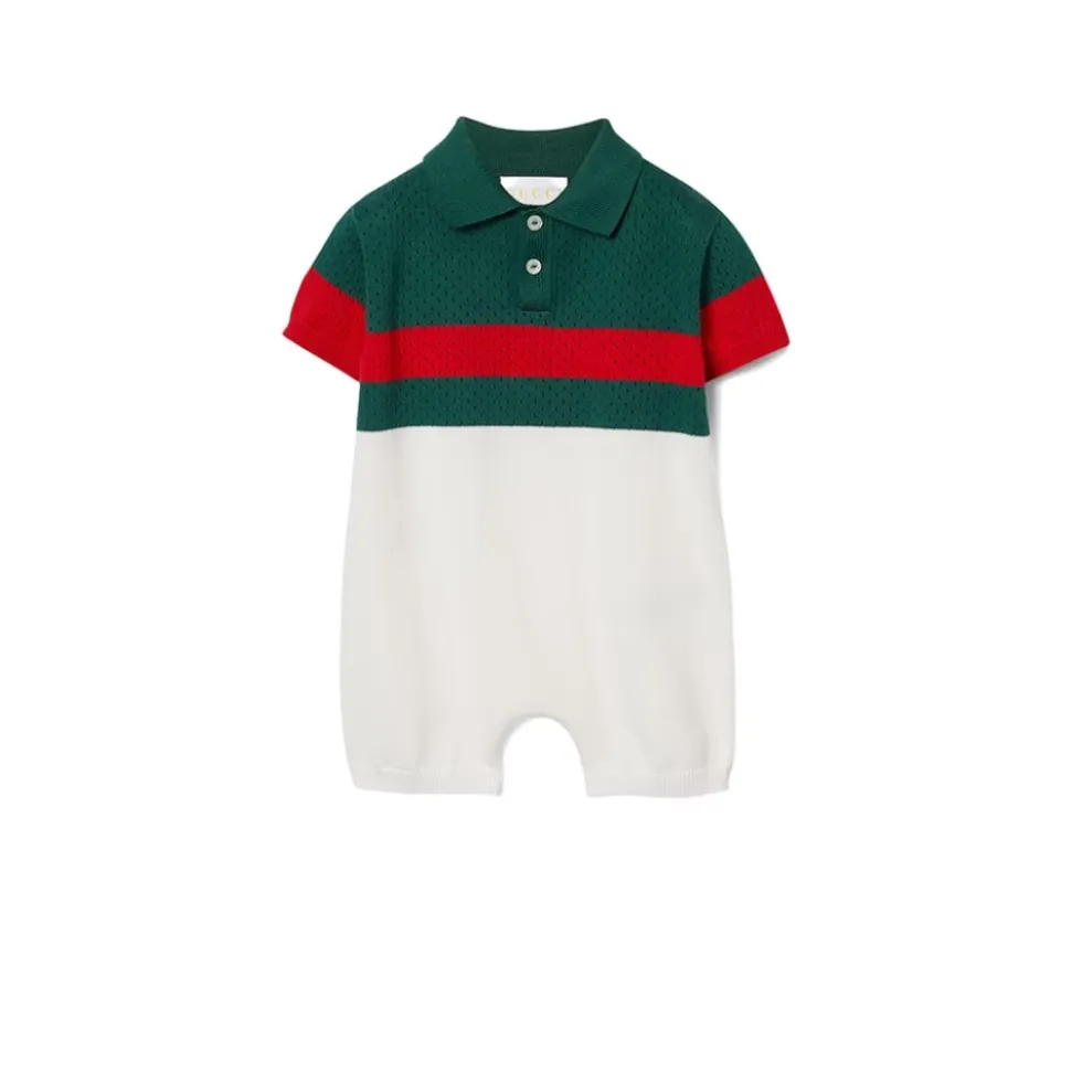 Web-Stripe Cotton One-Piece