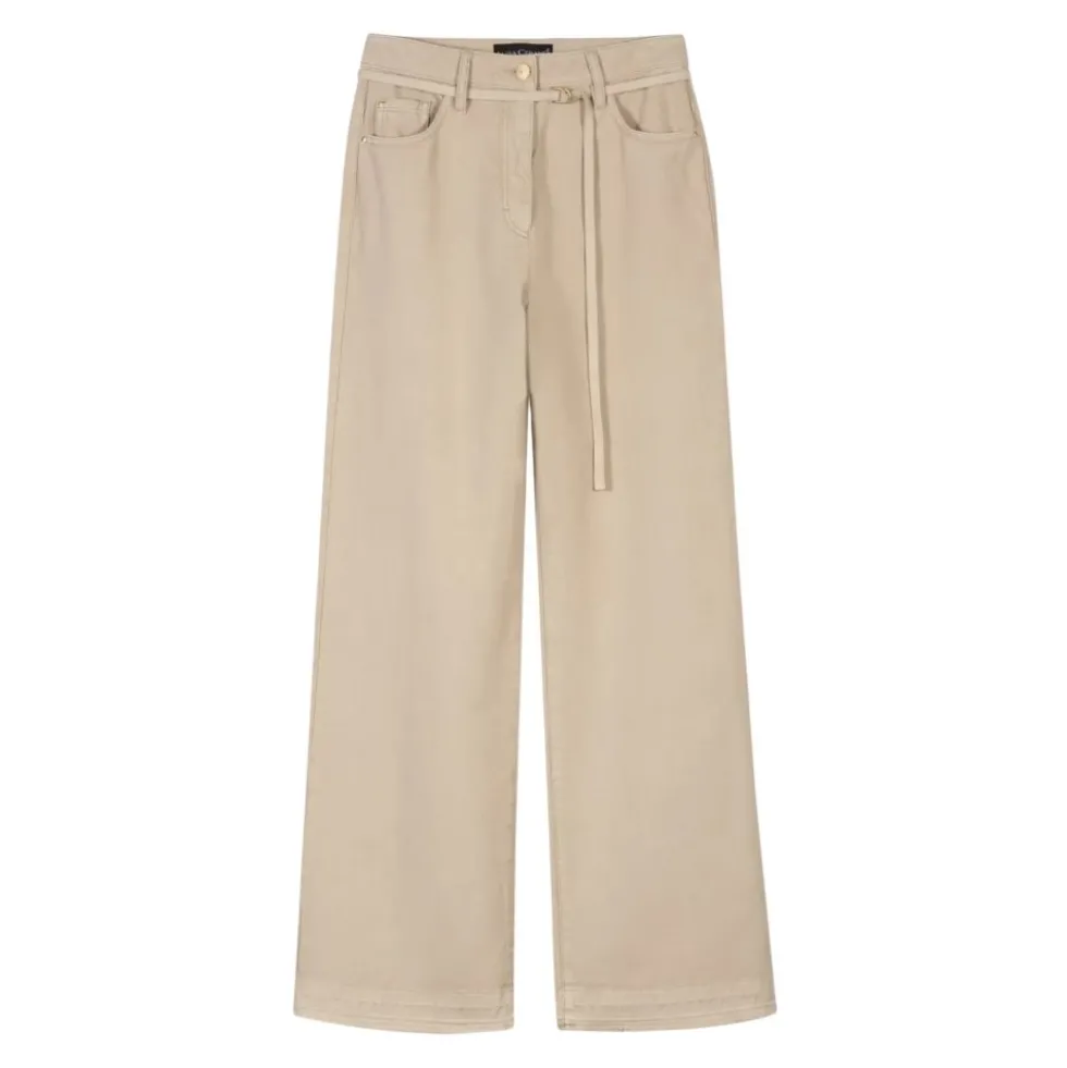 Wide-cut Jeans med smal snøre