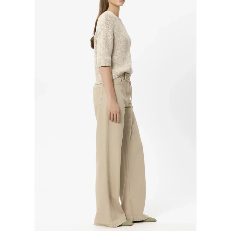 Wide-cut Jeans med smal snøre